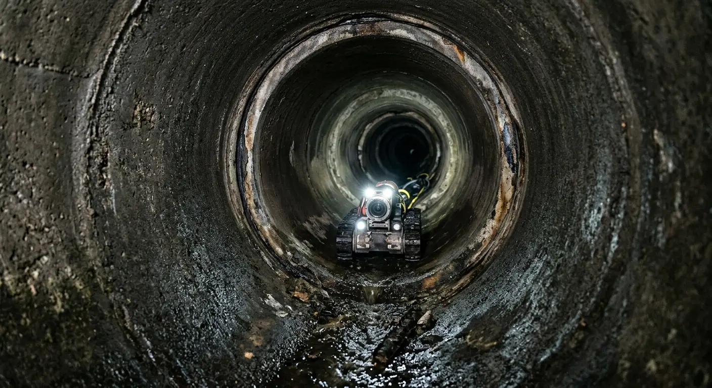 Robotic sewer camera inspecting pipe interior for Sewer Line Cleaning in South Portland